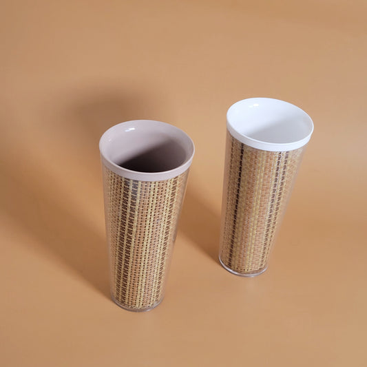 verres vintage en acrylique et rotin x2