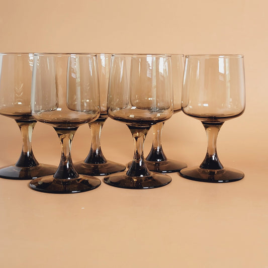 verres à pied fumés x6