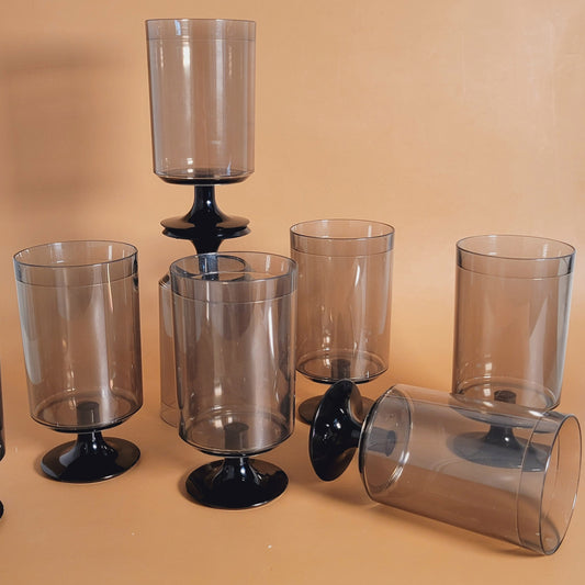 verres à pied en plastique fumé x4
