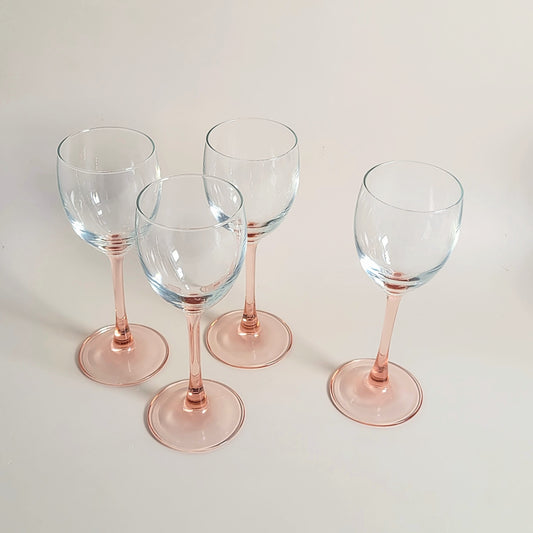 verres à pied rose vintage Luminarc medium x2