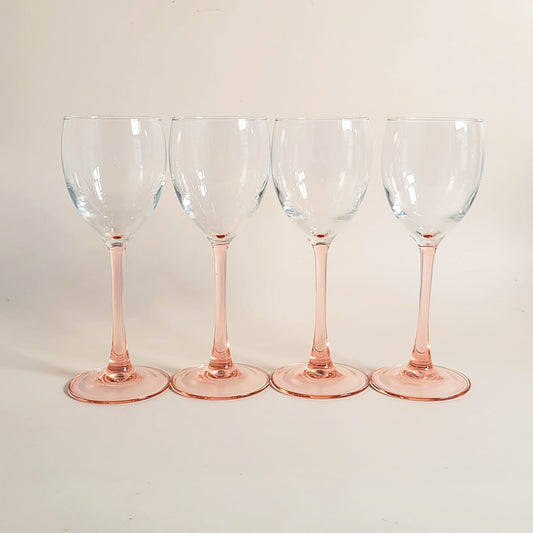 verres à pied rose vintage Luminarc medium x2